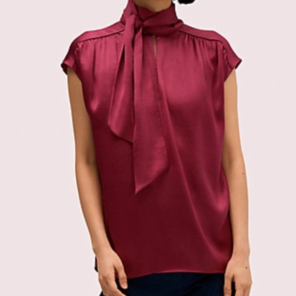 Kate Spade Satin Tie Neck Top (NWT)
